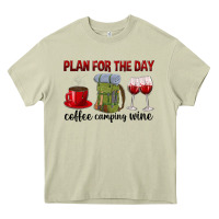 Mossy Plan for the day coffee camping wine Heavy Core Tee - texasbilliewilder