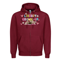 Burgundy library grown up Zipper Hoodie - MaliasSmallBusiness