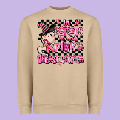 In October We Wear Pink For Breast Cancer Heavyweight Sweatshirt Designed By Adodesignshop