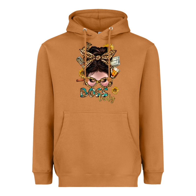 Western Messy Bun Boss Lady With Money Heavyweight Hoodie by BundleAndBundleShop | Teevron