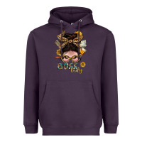 Plum Western Messy Bun Boss Lady With Money Heavyweight Hoodie - BundleAndBundleShop