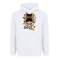 White Western Messy Bun Boss Lady With Money Heavyweight Hoodie - BundleAndBundleShop