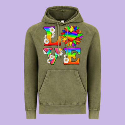Love And Sunflower Vintage Hoodie Designed By Hra Design Shop