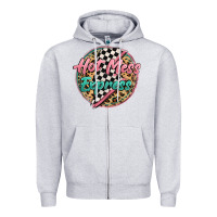 Heather Grey hot mess express Zipper Hoodie - MaliasSmallBusiness