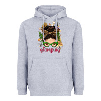 Heather Grey Glamping Messy Bun With Glamping Camp Tent Bbs Heavyweight Hoodie - BundleAndBundleShop