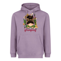 Lavender Glamping Messy Bun With Glamping Camp Tent Bbs Heavyweight Hoodie - BundleAndBundleShop