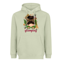 Matcha Glamping Messy Bun With Glamping Camp Tent Bbs Heavyweight Hoodie - BundleAndBundleShop