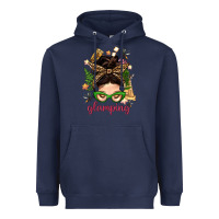 Navy Glamping Messy Bun With Glamping Camp Tent Bbs Heavyweight Hoodie - BundleAndBundleShop