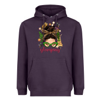 Plum Glamping Messy Bun With Glamping Camp Tent Bbs Heavyweight Hoodie - BundleAndBundleShop