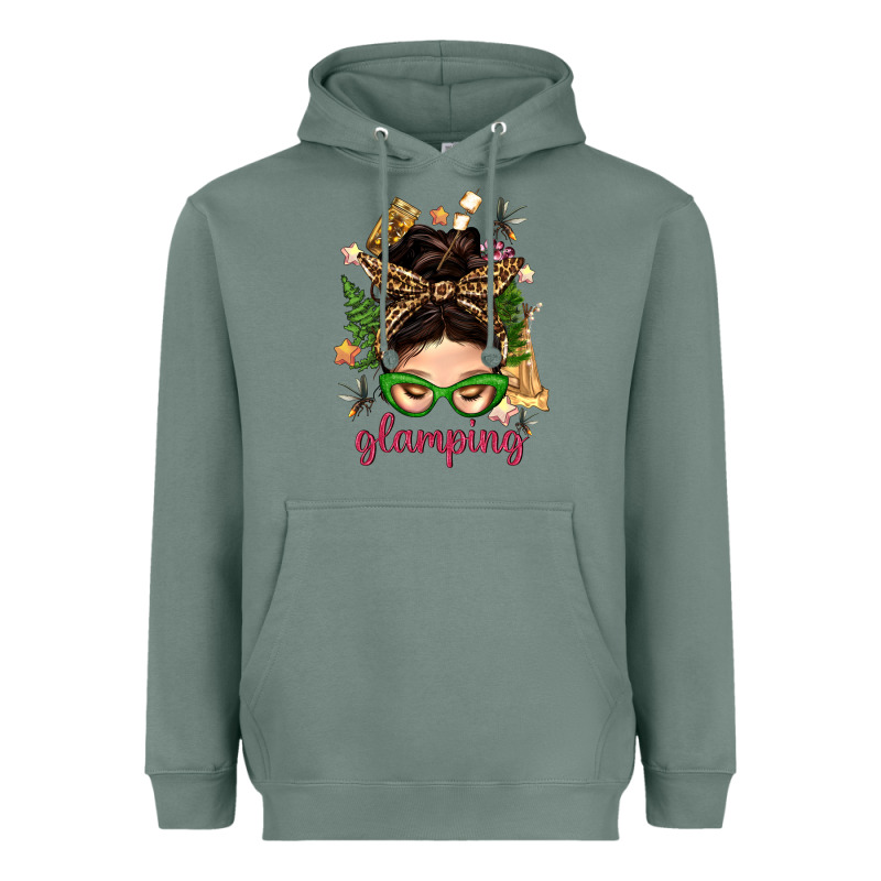 Glamping Messy Bun With Glamping Camp Tent Bbs Heavyweight Hoodie by BundleAndBundleShop | Teevron