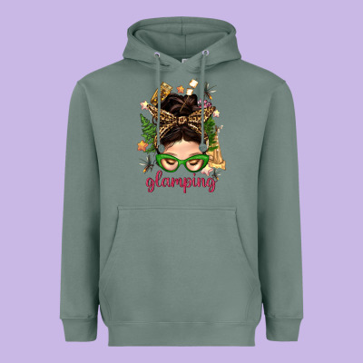 Glamping Messy Bun With Glamping Camp Tent Bbs Heavyweight Hoodie Designed By Bundleandbundleshop