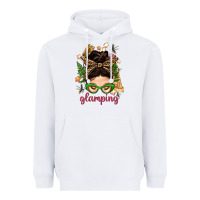 White Glamping Messy Bun With Glamping Camp Tent Bbs Heavyweight Hoodie - BundleAndBundleShop
