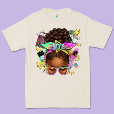 Premium Tee 90s afro messy bun