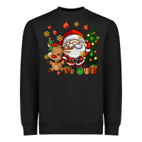 Black santa and reindeer Heavyweight Sweatshirt - AdoDesignShop