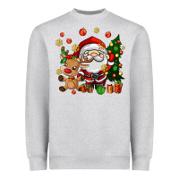 Heather Grey santa and reindeer Heavyweight Sweatshirt - AdoDesignShop