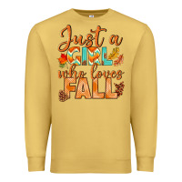 Antique Gold just a girl who loves fall Premium Sweatshirt - BundleAndBundleShop