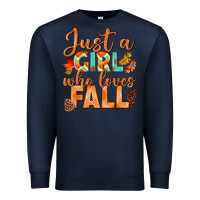 Navy just a girl who loves fall Premium Sweatshirt - BundleAndBundleShop