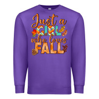 Purple just a girl who loves fall Premium Sweatshirt - BundleAndBundleShop