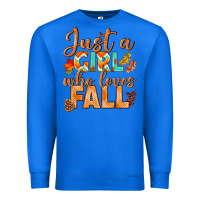 True Royal just a girl who loves fall Premium Sweatshirt - BundleAndBundleShop
