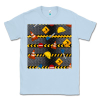 Dusty Blue construction signs seamless pattern Classic Tee - BundleAndBundleShop