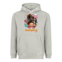 Moon Dust Messy Bun Nursing With Leopard Glasses Bbs Heavyweight Hoodie - BundleAndBundleShop