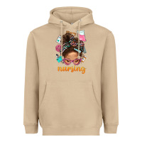 Mushroom Messy Bun Nursing With Leopard Glasses Bbs Heavyweight Hoodie - BundleAndBundleShop
