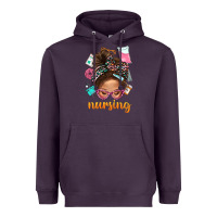 Plum Messy Bun Nursing With Leopard Glasses Bbs Heavyweight Hoodie - BundleAndBundleShop