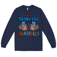 Navy star spangled and hammered skeleton hand Long Sleeve Tee - Jasminsmagicworld