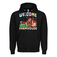Black welcome to our farmhouse Zipper Hoodie - MaliasSmallBusiness