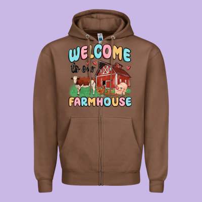 Welcome To Our Farmhouse Zipper Hoodie Designed By Maliassmallbusiness