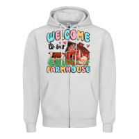 Dove Grey welcome to our farmhouse Zipper Hoodie - MaliasSmallBusiness