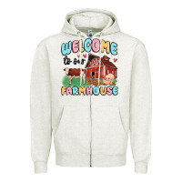 Oatmeal Heather welcome to our farmhouse Zipper Hoodie - MaliasSmallBusiness
