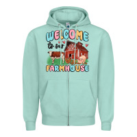 Seafoam welcome to our farmhouse Zipper Hoodie - MaliasSmallBusiness