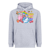 Heather Grey Unicorn Coffee Cup With Star Bbs Heavyweight Hoodie - BundleAndBundleShop