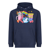 Navy Unicorn Coffee Cup With Star Bbs Heavyweight Hoodie - BundleAndBundleShop