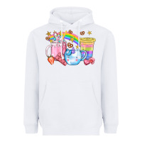 White Unicorn Coffee Cup With Star Bbs Heavyweight Hoodie - BundleAndBundleShop
