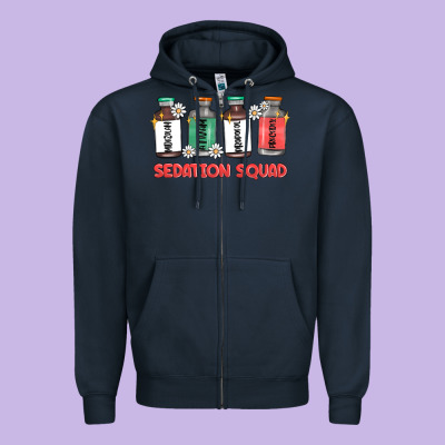 Sedation Squad Zipper Hoodie Designed By Maliassmallbusiness