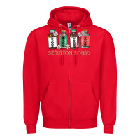 Red sedation squad Zipper Hoodie - MaliasSmallBusiness