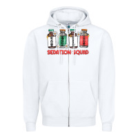 White sedation squad Zipper Hoodie - MaliasSmallBusiness