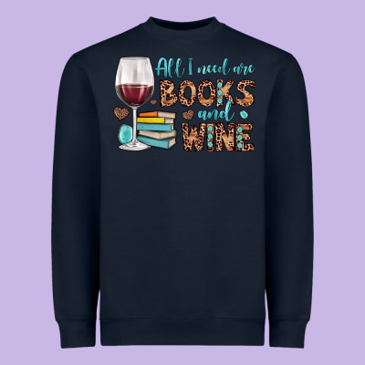 All I Need Are Books And Wine Heavyweight Sweatshirt Designed By Jahusdesignshop