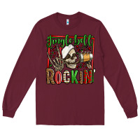 Burgundy jingle bell rockin skeleton christmas Long Sleeve Tee - Jasminsmagicworld