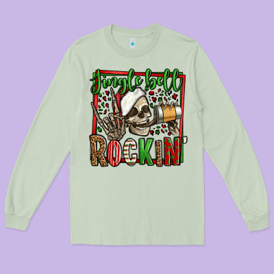 Jingle Bell Rockin Skeleton Christmas Long Sleeve Tee Designed By Jasminsmagicworld