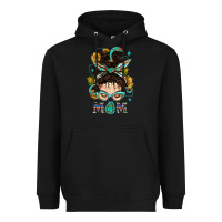 Black Western Messy Bun Mom With Sunflower Heavyweight Hoodie - BundleAndBundleShop