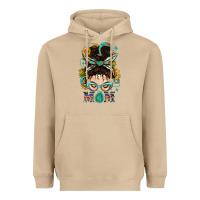 Mushroom Western Messy Bun Mom With Sunflower Heavyweight Hoodie - BundleAndBundleShop