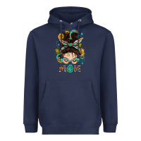 Navy Western Messy Bun Mom With Sunflower Heavyweight Hoodie - BundleAndBundleShop