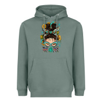Sage Western Messy Bun Mom With Sunflower Heavyweight Hoodie - BundleAndBundleShop