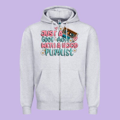 Just A Good Mom With A Hood Playlist Zipper Hoodie Designed By Maliassmallbusiness