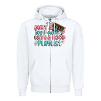 White just a good mom with a hood playlist Zipper Hoodie - MaliasSmallBusiness