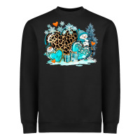 Black winter hearts with snowmans Heavyweight Sweatshirt - AdoDesignShop