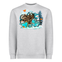 Heather Grey winter hearts with snowmans Heavyweight Sweatshirt - AdoDesignShop